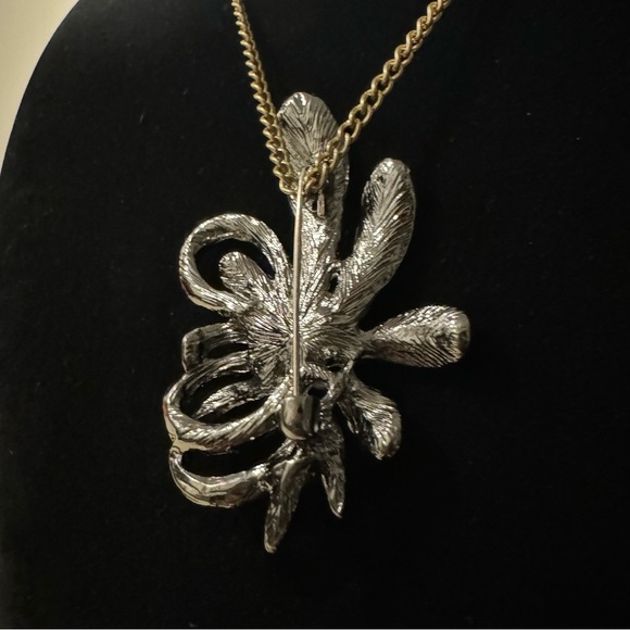 ⚜️3 for $30⚜️ Art Nouveau Black Rhinestone Brooch Silver Tone Abstract Art Deco - Picture 16 of 17